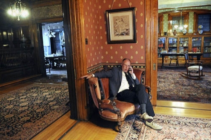 Dr. Dixon talks live about the H1N1 flu on the "Pintek Tonight" show on KDKA news radio at his home in North Braddock. His restoration of the 1890s Richardsonian Romanesque home, the Charles Schwab mansion, is about 70 percent complete.